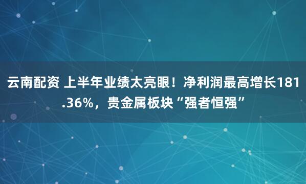云南配资 上半年业绩太亮眼！净利润最高增长181.36%，贵金属板块“强者恒强”